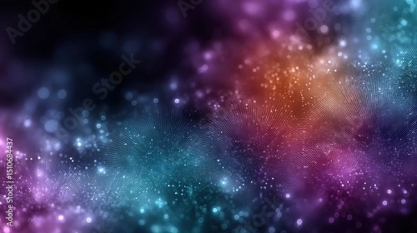 Fototapeta Abstract dark background with layered holographic textures and luminous digital scribbles, creating a dynamic and creative mood