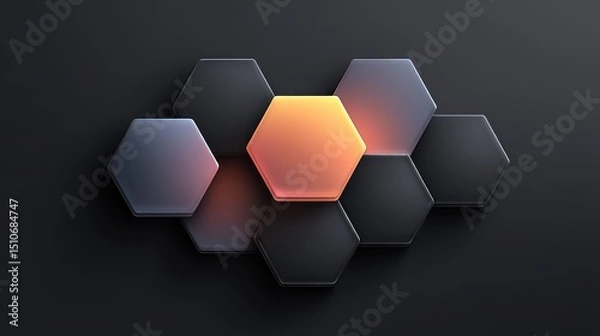 Obraz Black backdrop with geometric holographic shapes and soft gradient glow effects, perfect for digital art or futuristic advertising