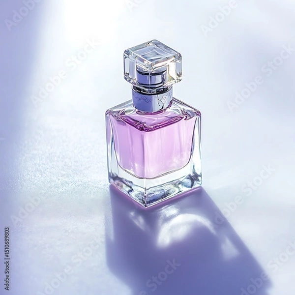 Fototapeta Elegant perfume bottle on a gradient backdrop with refracted light and shadow