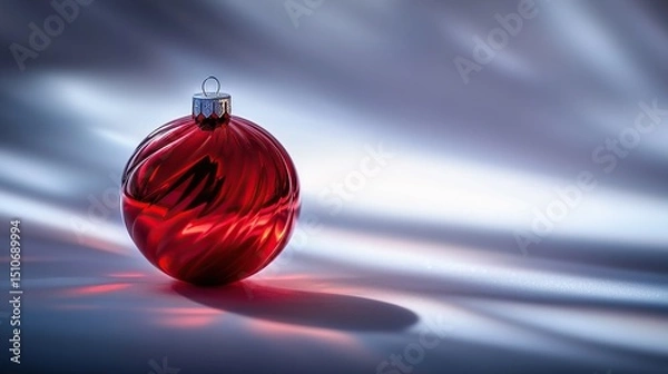 Obraz A single red glass Christmas bauble decoration on a white background with shadows