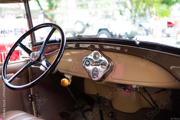 Obraz Interior of a vintage car from 1928