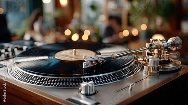 Obraz Vintage turntable with record