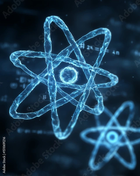 Obraz Abstract Representation of Atomic Structure with Glowing Effects