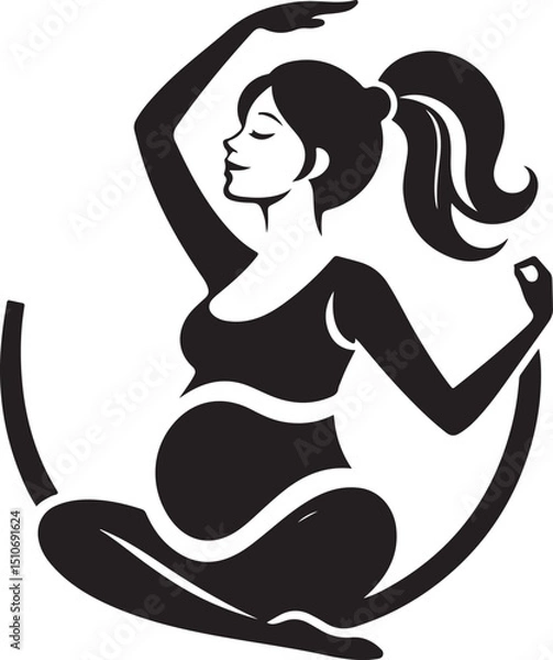 Obraz silhouette of a woman meditating Pregnant Woman in Yoga Pose  Calm Maternity Silhouette Vector new trendy 2025