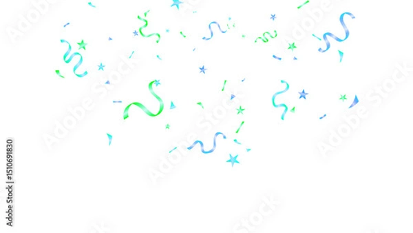 Fototapeta Confetti and ribbon shiny paper explosion falling isolated vector illustration. Surprise party, event, celebration