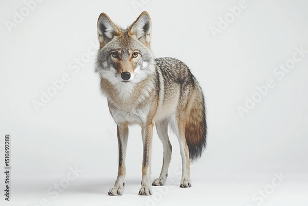 Obraz High-resolution image of adult coyote standing isolated