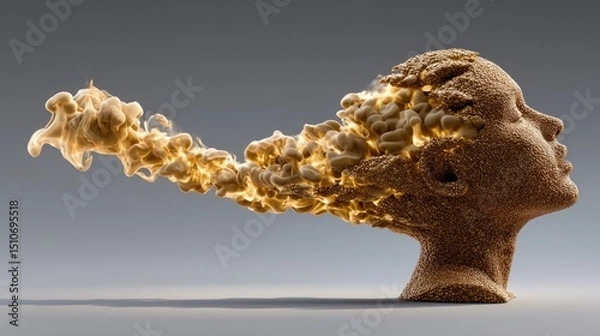 Obraz Abstract head sculpture with flowing energy