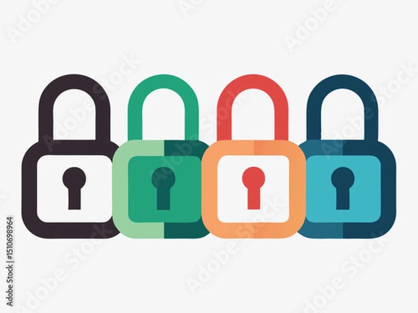 Fototapeta Colorful Padlocks Symbolizing Security and Protection.