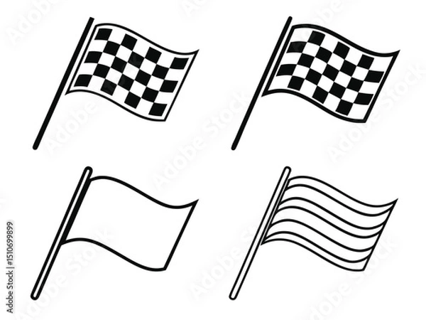 Fototapeta Simple black and white checkered and striped racing flags.