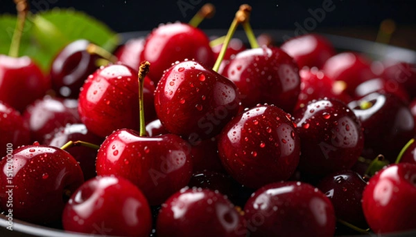 Fototapeta Fresh Ripe Cherry Isolated on White Background – Perfect for Food, Summer, and Fruit-Themed Projects on Adobe Stock