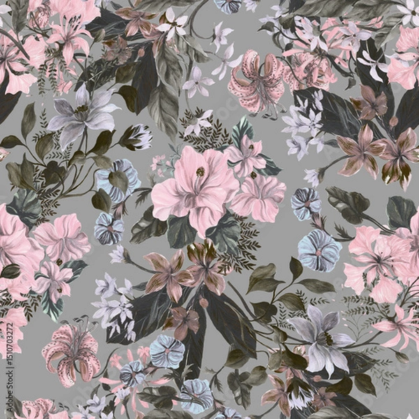Obraz Beautiful seamless pattern with floral background.