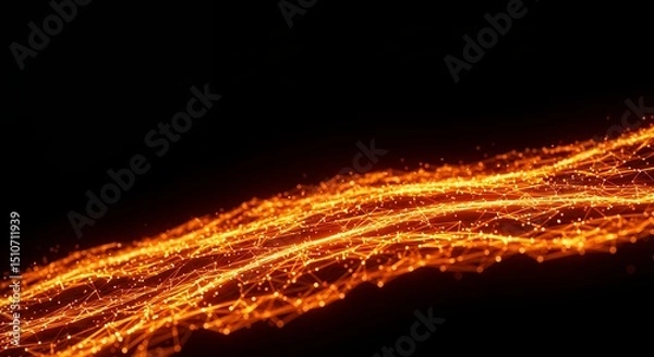 Fototapeta Abstract Glowing Network on Black Background