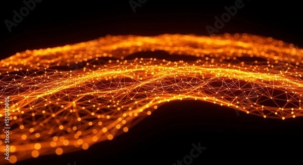 Fototapeta Abstract Network of Orange Dots and Lines