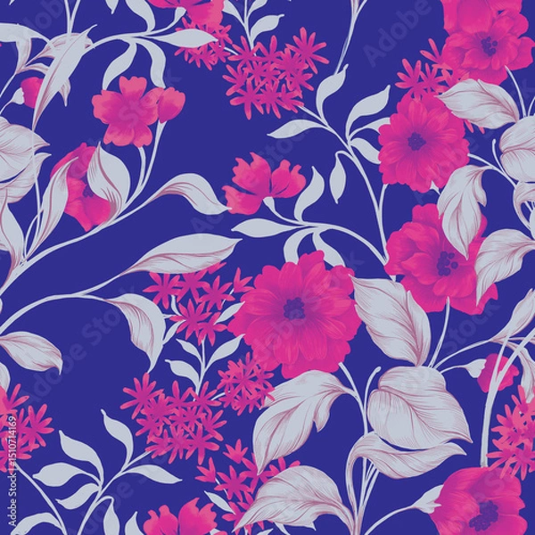 Obraz Beautiful seamless pattern with flowers background 