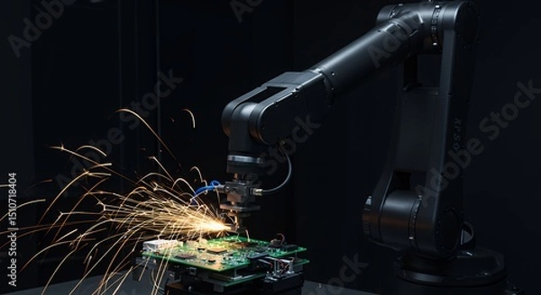 Fototapeta Robot Arm Soldering Circuit Board
