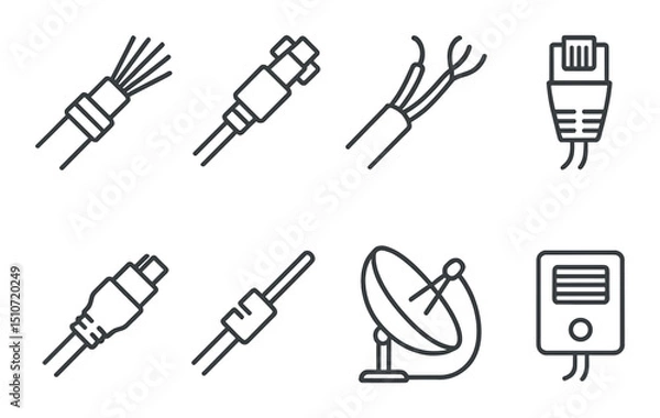 Obraz Communication icons set in linear style. wired connection and network symbols