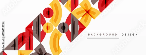 Fototapeta Abstract geometric shapes, warm colors dominate design. Modern pattern creates dynamic visual flow. Minimalist style, clean lines present.