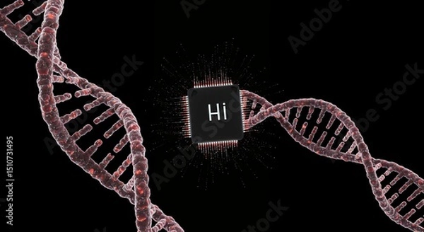 Fototapeta Dna Strand with Hi Chip