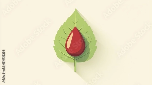 Fototapeta Life Source. A blood drop on leaf, nature and health.
