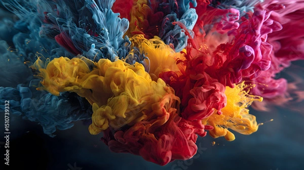 Obraz Vibrant Ink Explosion on Black Background