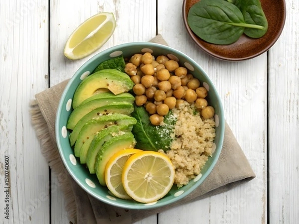 Obraz Avocado, Spinach, and Chickpea Delight