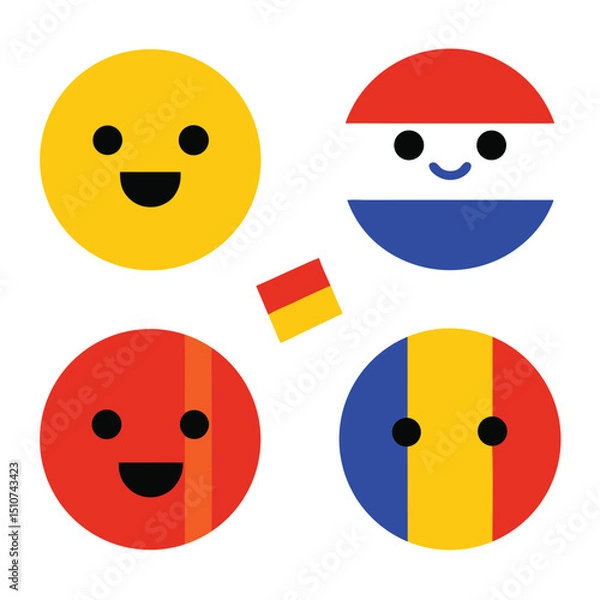Fototapeta Single emoji icon with national flag background