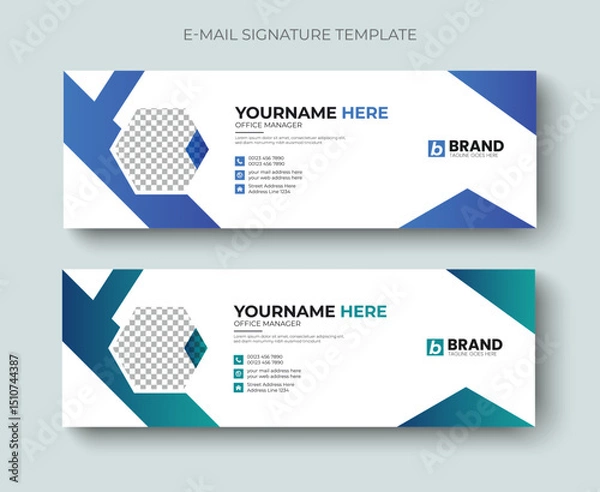 Obraz Multipurpose modern corporate business email signature or email footer layout template design. Professional business email signature design template.