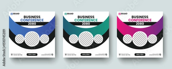 Obraz Modern digital business conference social media post or web banner design layout template. digital business conference social media post, advertising web banner, ad design template.