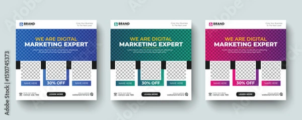 Obraz Modern corporate business marketing post or web banner design layout template. Digital marketing expert social media post, advertising web banner, ad design template.