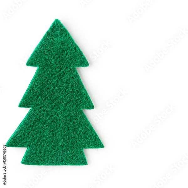 Obraz Christmas tree, fleece toy photography isolated on white background. Clipping path. Original shadow.