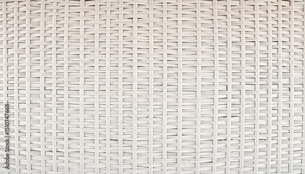 Obraz Elegant sprawling white woven rattan wall pattern with a seamless textured background, dinamic scene. with white shades