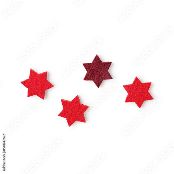 Obraz Christmas small stars, fleece toy photography isolated on white background. Clipping path. Original shadow.