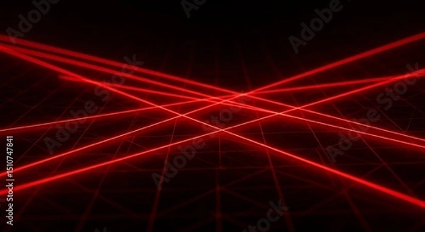 Fototapeta Red Lasers on Grid