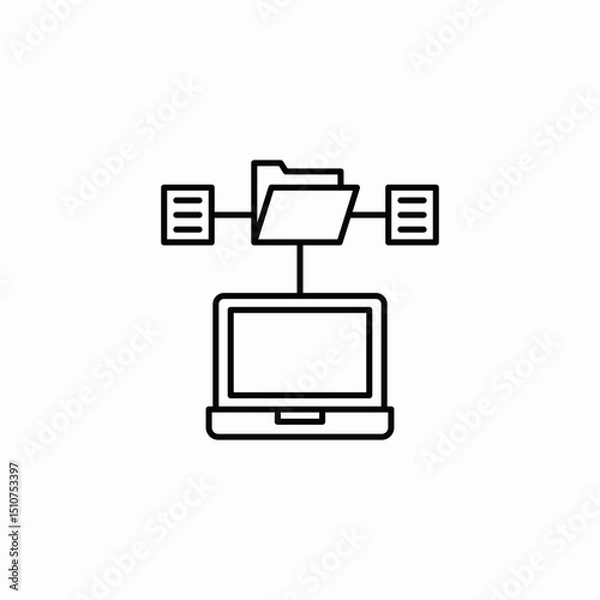 Fototapeta laptop files folder icon sign vector