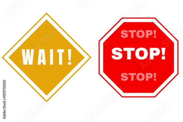 Fototapeta Stop and Wait Icons Set – Traffic Light Color Symbols in Red, Yellow, and Green for Road Signs, UI Alerts, and Safety Design

