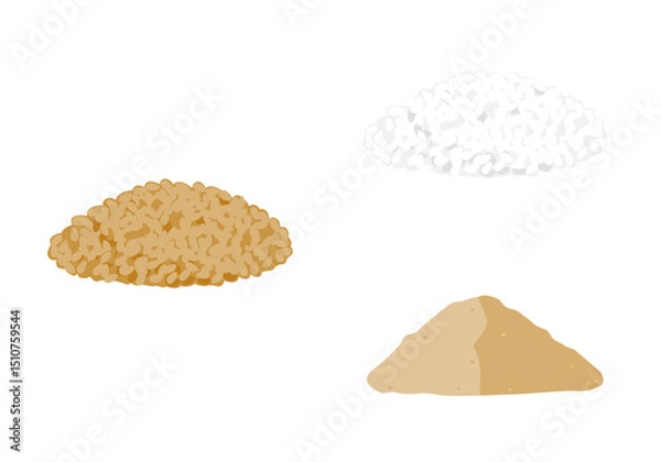 Obraz 玄米と白米と米ぬかのイラストのセット