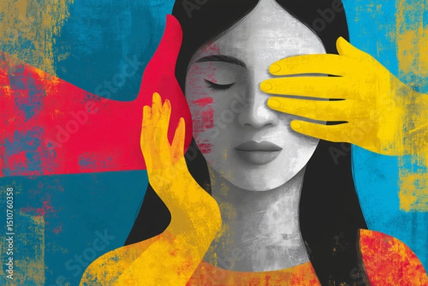 Fototapeta The Silent Scream: A poignant visual narrative depicting the pain and struggle of domestic abuse survivors, highlighting the urgent need for support and awareness.