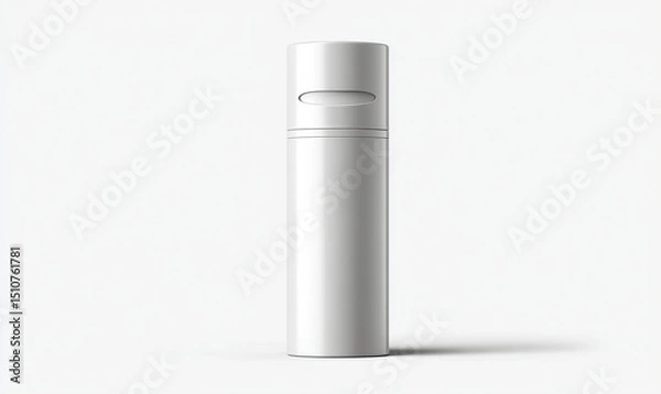 Fototapeta Isolated white cylindrical container with dispenser on a plain white background in studio shot