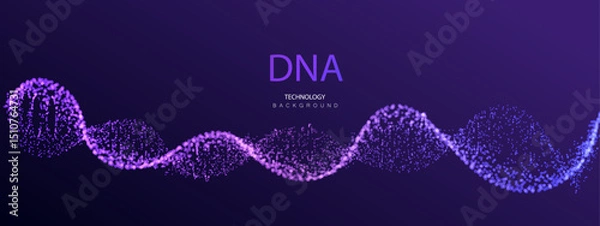 Fototapeta Medical Ai dna banner vector. DNA genome waves, future connect innovation design. Science biology chromosome molecule background. Technology ai genetic code.