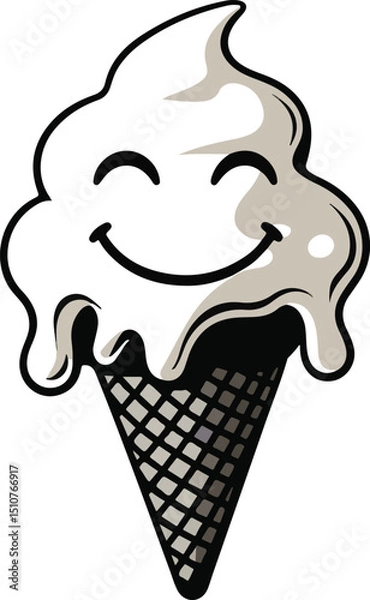 Fototapeta Chocolate ice cream black and white smiling shape 
