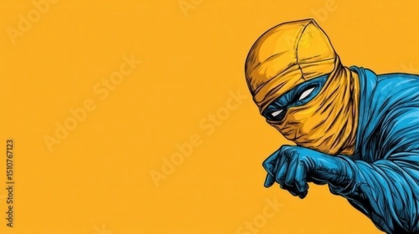 Fototapeta Masked hacker stealing password input field digital space graphic bold environment close-up view cybersecurity concept