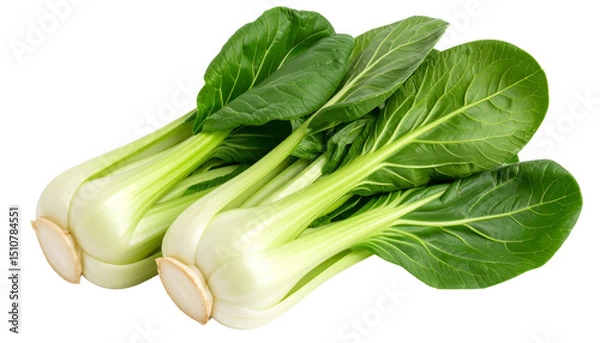 Fototapeta Fresh pak choi vegetables with vibrant green leaves, showcasing crisp texture and nutritional value, isolated on clean transparent backdrop