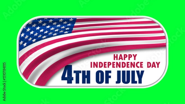 Fototapeta icon of happy independence day and 4th of july greetings on green screen with national flag of usa. concept for independence day blessings and greetings.