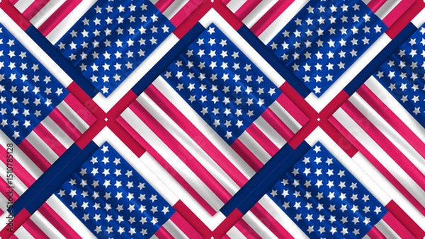 Fototapeta illustration of usa flag in different shapes and border lines. concept for national holiday and events.