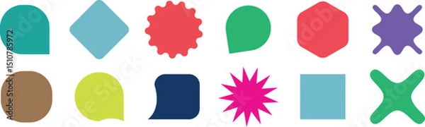 Fototapeta Dynamic Colorful Blob and Stain Set: Abstract Aqua Spots with Colourful Including Red, Green, Blue, and Violet Shapes for Creative Templates