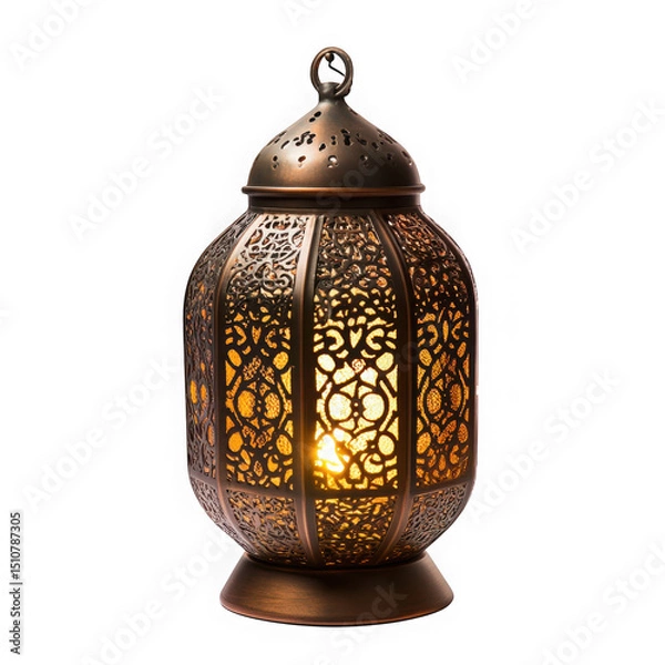 Fototapeta Ornate metal lantern with intricate design isolated on transparent background