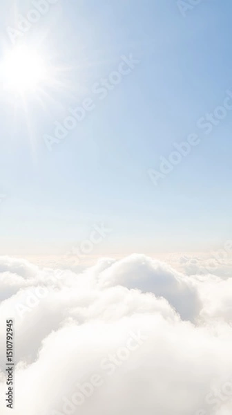 Obraz Above the Clouds: A Dreamy Vista of Sky, Sunlight, and Ethereal Beauty - An Airy and Radiant Cloudscape with a Vast Celestial Horizon
