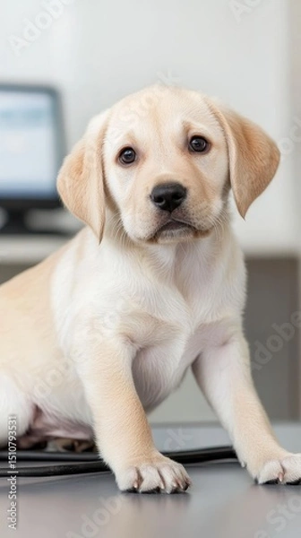 Obraz Adorable Labrador Retriever Puppy: A Close-Up Portrait of Cuteness and Innocence