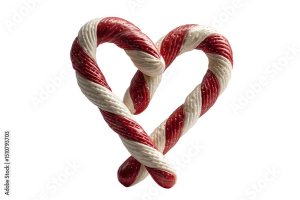 Obraz PNG Heart-shaped red and white candy canes on black background