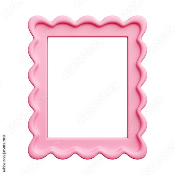 Fototapeta Scallop border pink frame 3d boasts clamshell-like ruffled trim. Curvaceous waves generate ornamental rectangular margin. Delicate feminine embellishment offers playful panache for design.